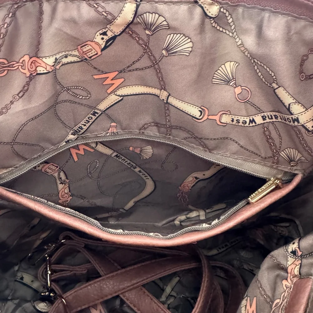 Montana West Hobo Crossbody Shoulder Bag Pink Studded Faux Leather Southwestern